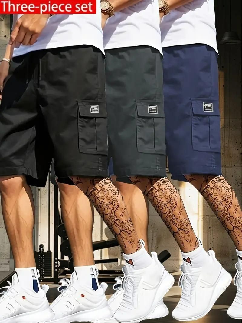Men’s Cotton Casual Cargo Shorts (Pack of 3)